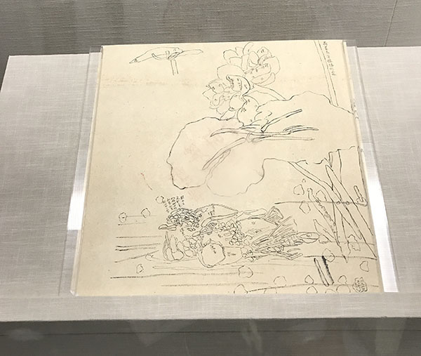 荷花鸳鸯墨线双勾稿