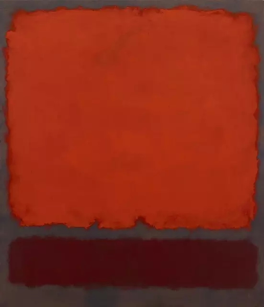 马克·罗斯科，《橙色，红色和红色》，布面油画，236.5 × 203.5 cm，1962年。图片源自网络