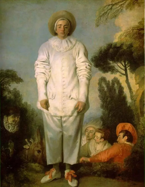 图5：华托，《喜剧演员》，约1717-1719年，布面油画，184 x 149 cm, 卢浮宫