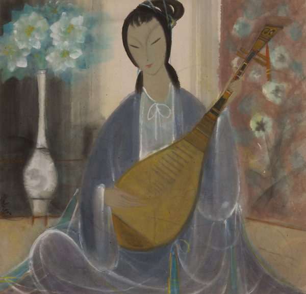 99  琵琶仕女  1960年代  纸本设色 66x68cm  中华艺术宫藏