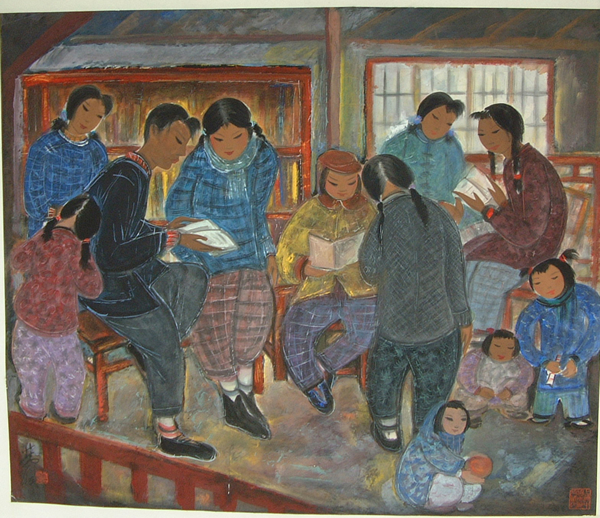 林风眠《读书声》50年代 77x92 上海中国画院藏