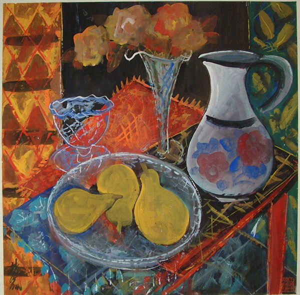 林风眠《三只梨》50年代68x68CM 上海中国画院藏  
