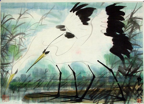 林风眠《秋鹭》1975年 49x69.5CM  上海中国画院藏