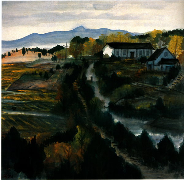 林风眠 《郊外》  1961年 纸本设色  68x68cm  上海美术家协会藏