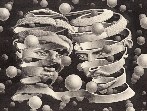 艾雪（Maurits Cornelis Escher, 1898-1972）〈天长地久不相离〉（Bond of Union, 1956）
