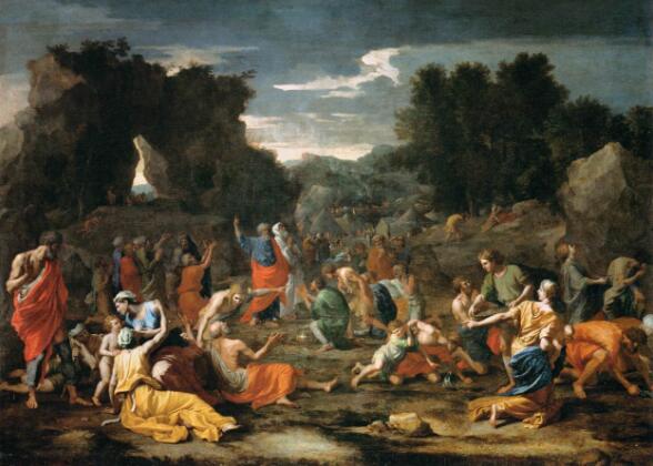 尼古拉・普桑(Nicolas Poussin)《拾吗哪的以色列人》(Israelites Gathering the Manna)，1637-1639