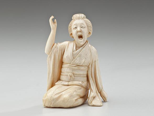纽瓦克博物馆举办的展览“亚洲音乐艺术”中一件来自日本的象牙雕塑