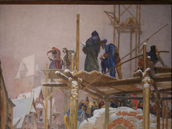《克罗梅日什总主教宫的扬·米立奇》1916年 布面油画　620×405cm
