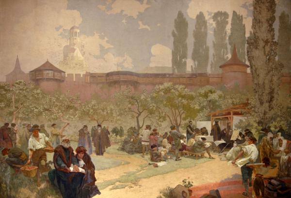 《伊凡契茨的兄弟团学校》1914年 布面油画　610×810cm