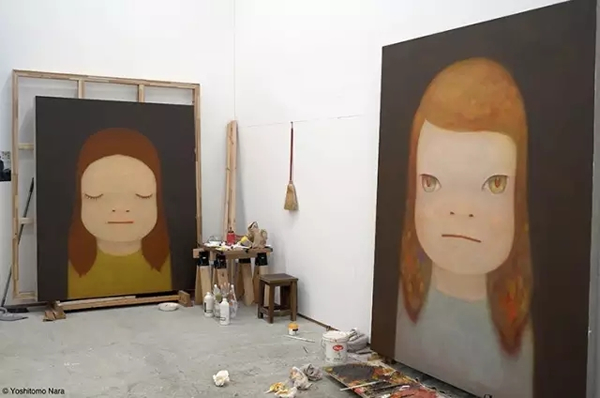 正在創作的一批新作,於奈良美智工作室 © Yoshitomo Nara Photograph by Yoshitomo Nara, courtesy Pace Gallery