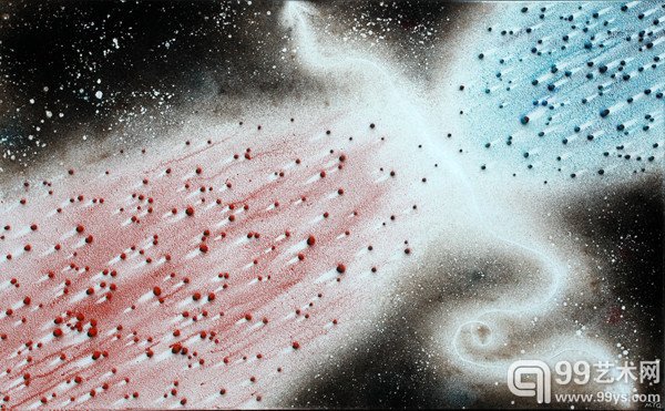 马永强,飞沙系列之—光语6,80x130cm,布面综合材料,2017