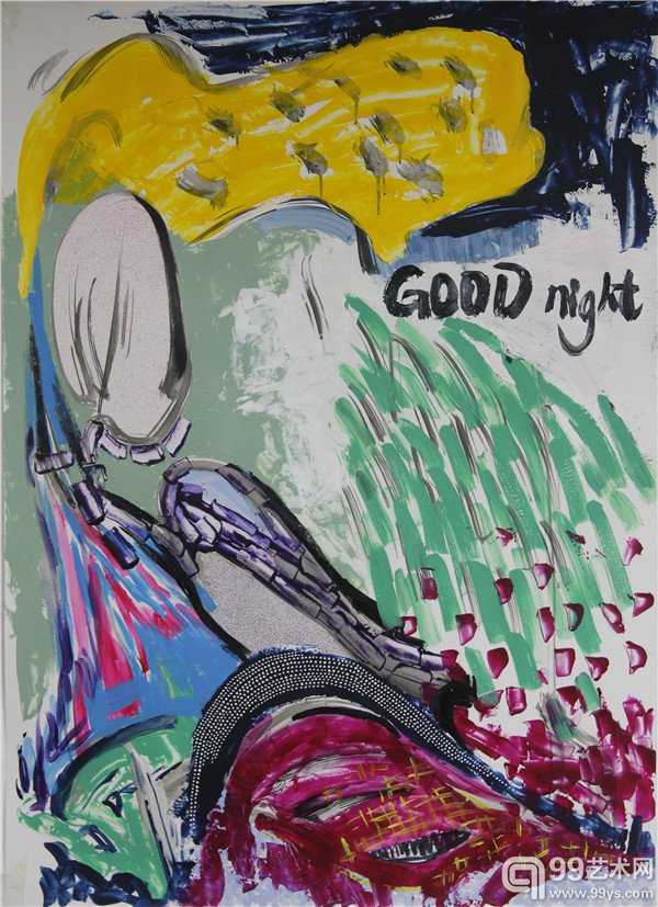 王硕,《每个夜晚你的身影都会入我梦来》109x79 cm 纸本丙烯 2015
