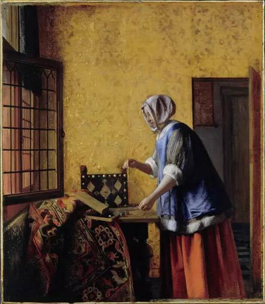 《称量金子的女人》Pieter de Hooch 1664年 © BPK， Berlin， Dist。 RMN-Grand Palais / Jörg P.Anders