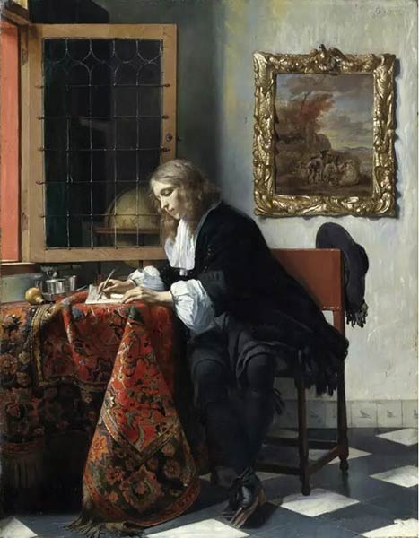 《写信的青年》Gabriel Metsu 1664- 1666年 © Dublin， National Gallery of Ireland