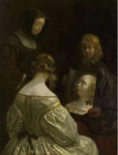 《看镜子的女人》Gerard Ter Borch 1651-1652年 © Amsterdam， The Rijksmuseum