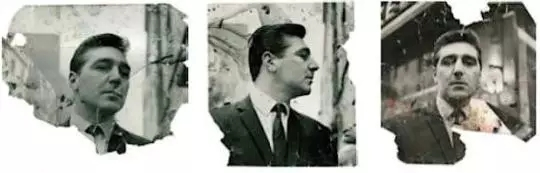 上图为《乔治·戴尔三联画》, 1964，下图三张肖像为乔治·戴尔