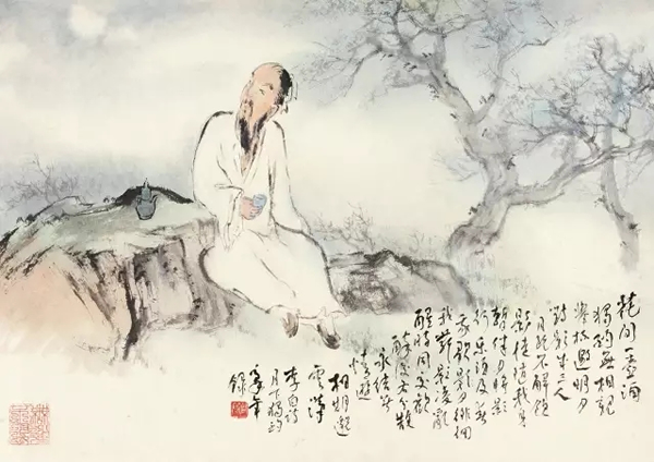 欧豪年(b.1935)?花间独酌