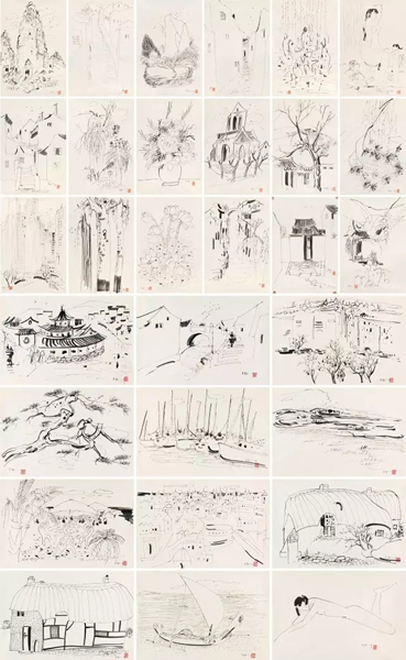 Lot 3052 吴冠中(1919-2010)?速写稿三十开册