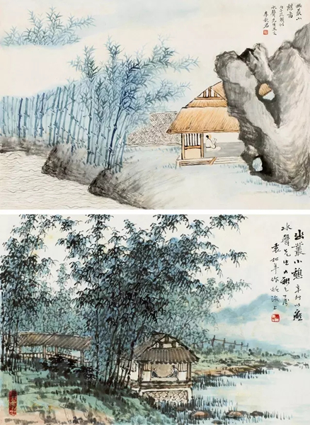 Lot 3468 袁松年、李秋君?山水二帧