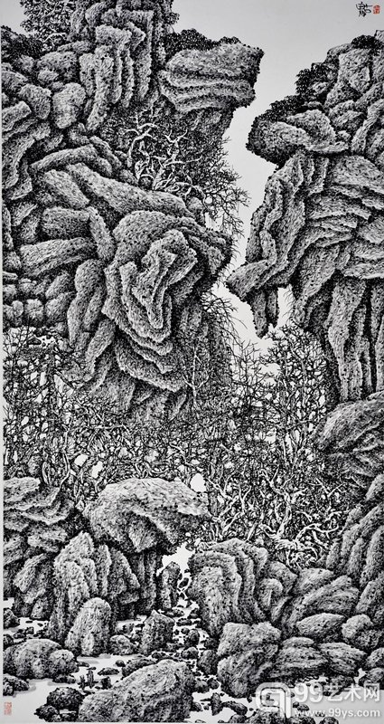 《焦墨山水》国画 六尺整张 2012年