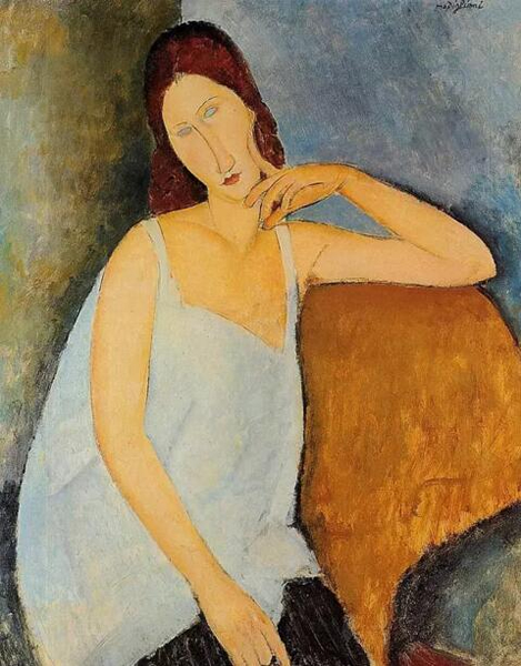 莫迪里阿尼 - Portrait of Jeanne Hebuterne