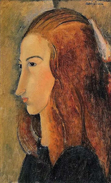 莫迪里阿尼 - Portrait of Jeanne Hebuterne