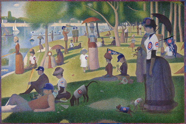 第三战采用秀拉的画作《大碗岛的周日午后》，这幅画台湾读者肯定很熟悉，中学时期的美术课本势必都会提到秀拉的分色点描法。