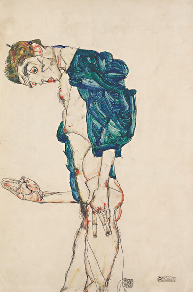 传道者（穿蓝绿衬衫的裸体自画像），1913，利奥波德博物馆藏