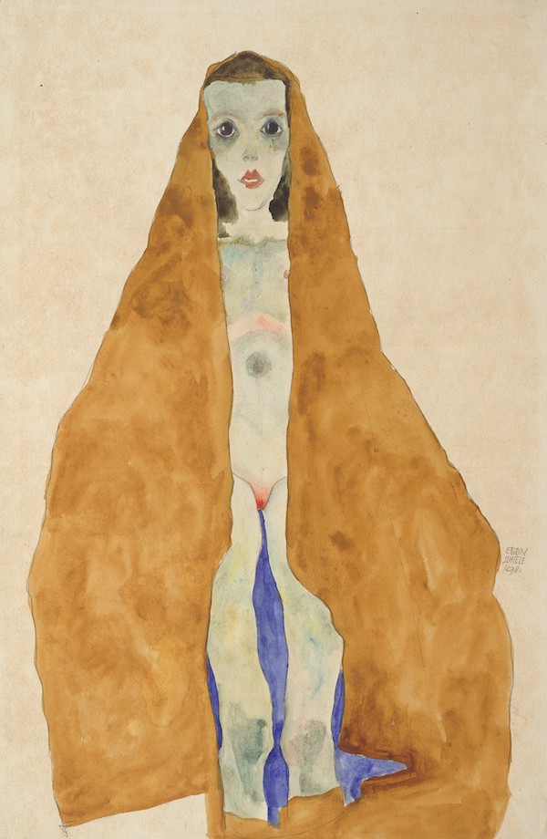 赭石布下的裸体女孩，1911，阿尔贝蒂娜博物馆藏