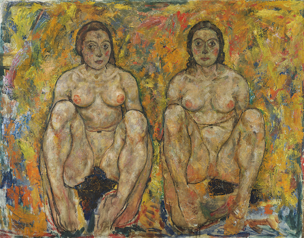 两名蹲坐的女子，1918（未完成），利奥波德博物馆藏