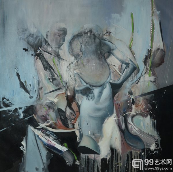 《撒旦式的姿态》布面油画 130x130cm 2014年 陈尚昌