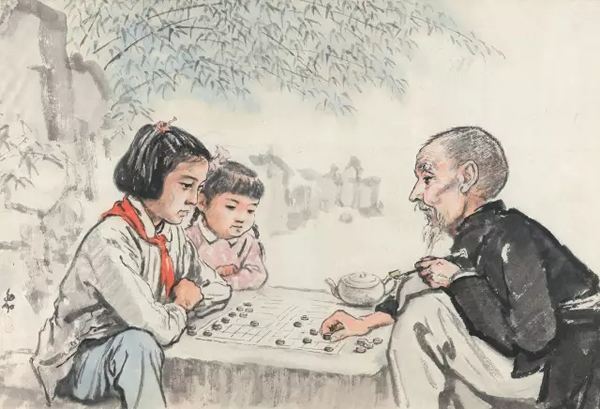 蒋兆和 下棋