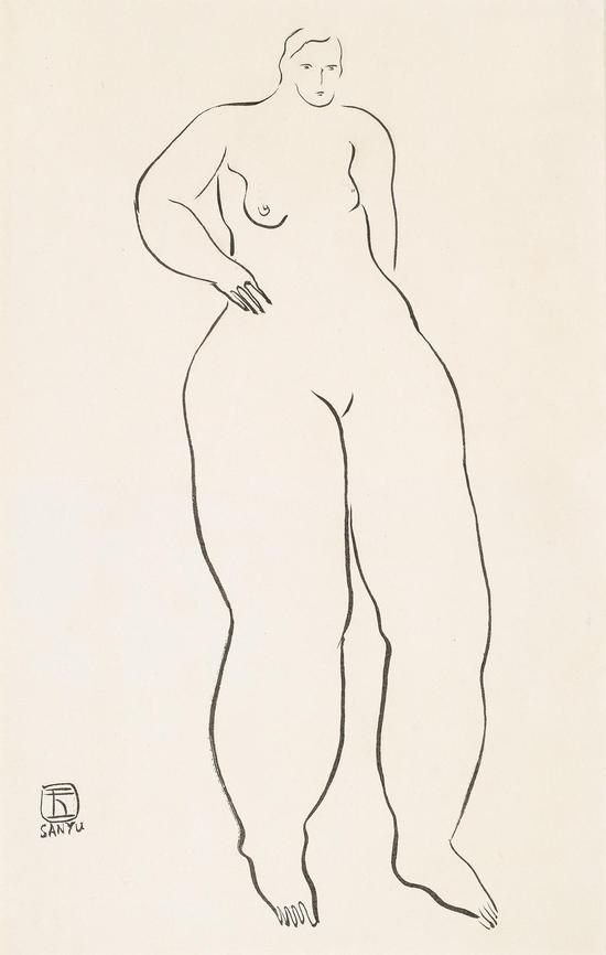 常玉20世纪20-30年代作《立姿裸女》