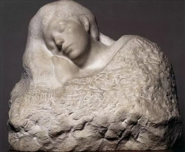 《睡眠》，1889-94，大理石雕塑，48x56x48cm