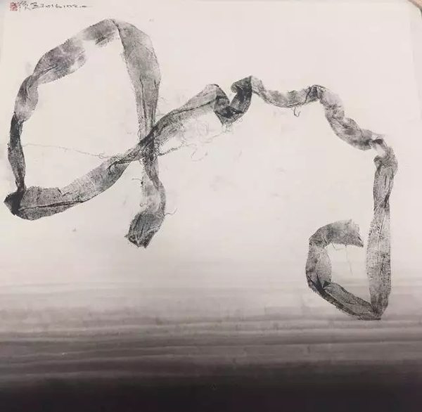 痕·象161020，纸本水墨拓印，69×69cm，2016年