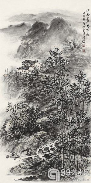 江南三月万竿雨2014年138cm×68cm