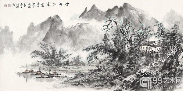 烟雨江南2017年136cm×68cm