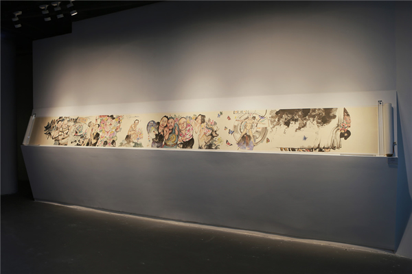于向溟&石秀妍 一部新膜拜像的调查 水墨 90x580cm 2017