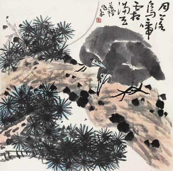 李苦禅   月落乌啼霜满天  