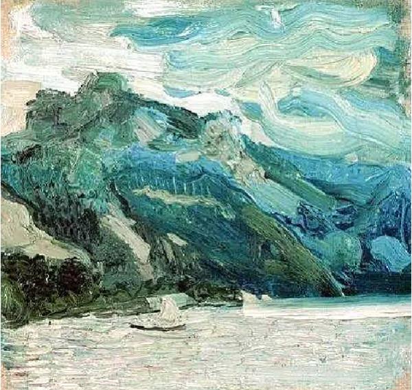 《特劳恩湖》Lake Traunsee with the Schlafende Griechin mountain，1907