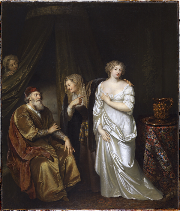 《萨拉引夏甲见亚伯拉罕》（Sarah Leading Hagar to Abraham），卡斯帕·奈切（Casper Netscher），莱顿收藏