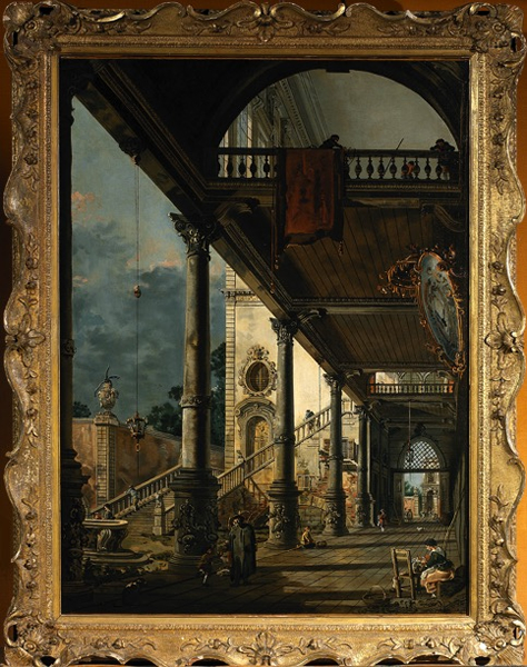 卡纳莱托，《随想:威尼斯大拱廊 》，128x93.5cm, 布面油画，约1765