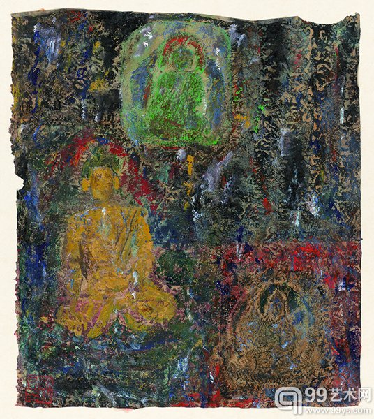 心灵佛光十四32x36.5cm 藏纸  2012年