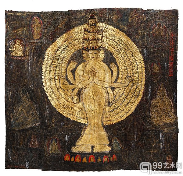 心灵佛光之一 266×283cm 藏纸 2013年