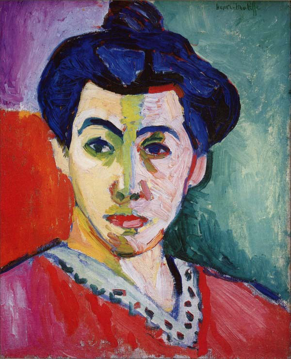 Henri Matisse《马蒂斯夫人的画像》，野兽派