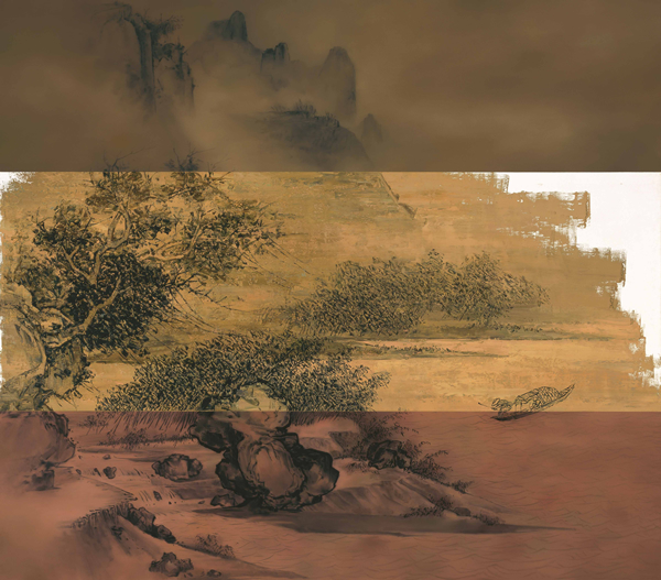 在风雨中靠岸 Braved the Wind and Rain to Dock，油彩布面 Oil on Canvas，220x250cm, 2014