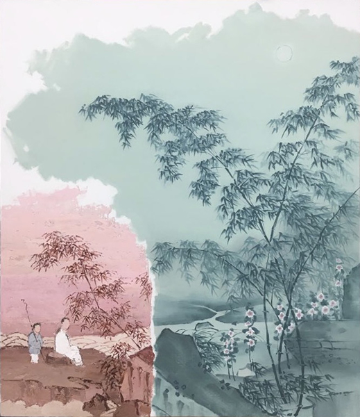 竹溪的月亮 Bamboo Groves and Stream,  2017, 布面油画Oil on Canvas,  150x130cm