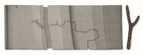 姜吉安  虫书鸟迹鸟书虫  44×117cm，43×13cm  现成品绘画（绢本） 2015年