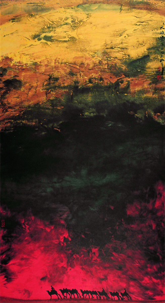 周韶华 火焰山上下  纸本水墨 178cm×96cm 2006年