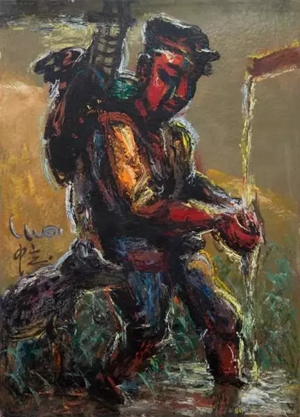 LOT 132罗中立（b.1948），《吸水油画》， 2014年，54×40cm